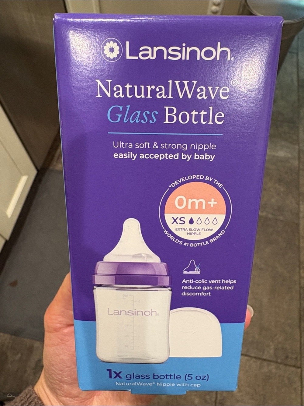 New in Box Lansinoh NaturalWave Glass Baby Bottle